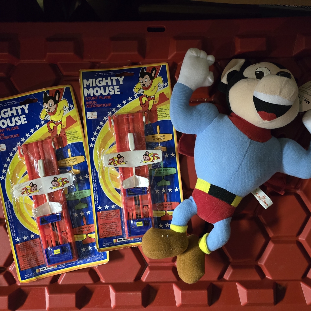 Mighty Mouse Plush Toy and Action Figures Vintage